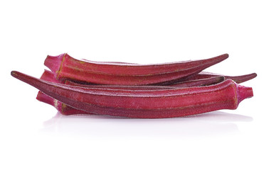 Red okra isolated on white background