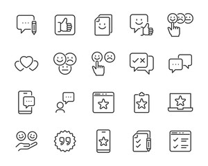 set of feedback icons, customer, rating, review