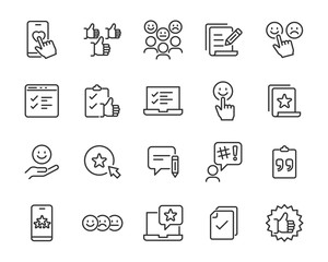 set of feedback icons, customer, rating, review