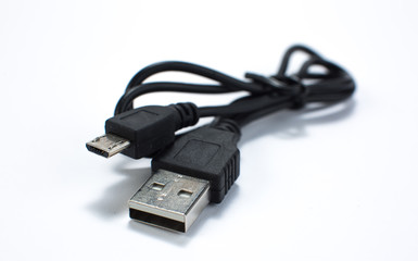 USB cable normal and micro isolated on white