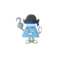 Cool pirate of blue chemical bottle cartoon design style with one hook hand