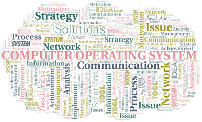 Fototapeta premium Computer Operating System typography vector word cloud.