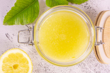 Lemon juice in glass jug