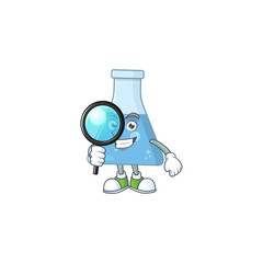 Smart Detective of blue chemical bottle cartoon character design concept