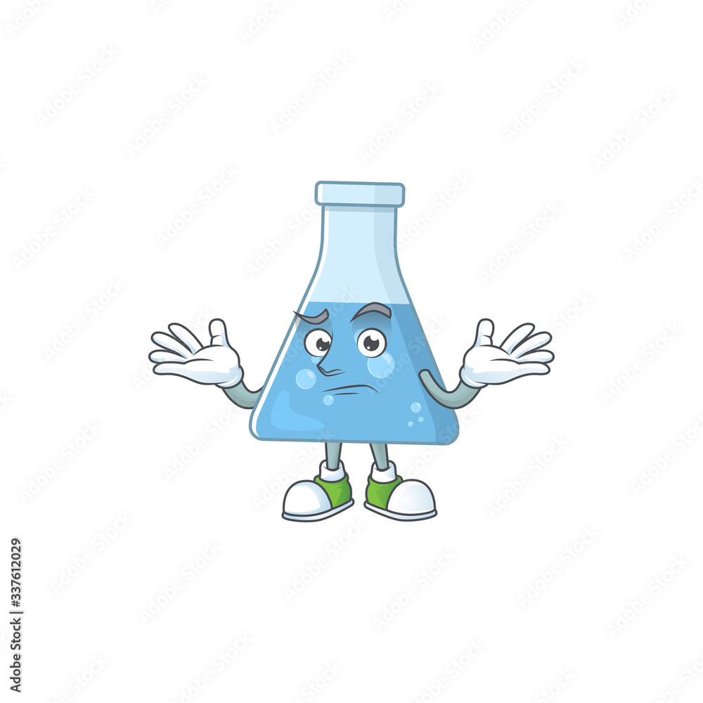 Wall mural An image of blue chemical bottle in grinning mascot cartoon style