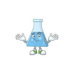 An image of blue chemical bottle in grinning mascot cartoon style