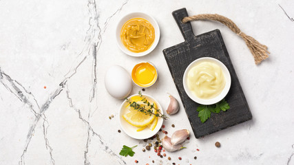 Mayo sauce and ingredients for tasty and spicy food