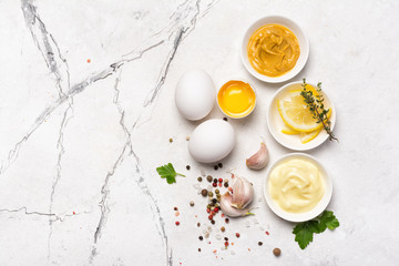 Mayo sauce and ingredients for tasty and spicy food