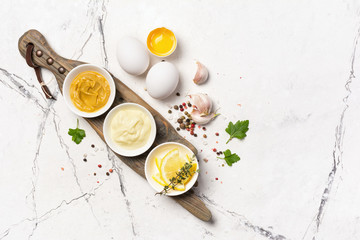 Mayo sauce and ingredients for tasty and spicy food