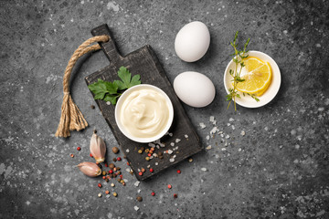 Mayo sauce and ingredients for tasty and spicy food
