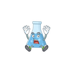 Blue chemical bottle cartoon character design showing shocking gesture