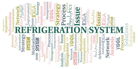 Refrigeration System typography vector word cloud.