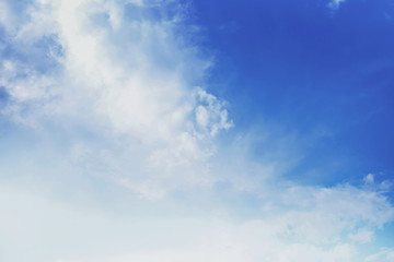 The sky is blue with beautiful clouds.