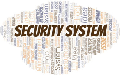 Security System typography vector word cloud.
