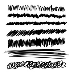 pencil sketch scribble lines in different styles set