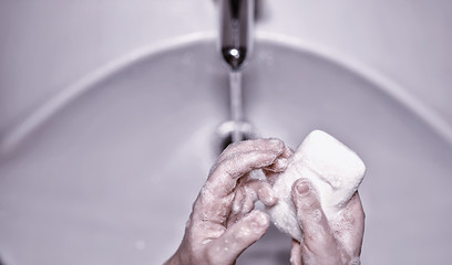 Hygiene rules. Hand washing before meals. Antibacterial treatment of hands with soap. A way to prevent virus infection. Coronavirus protection.