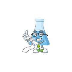Mascot cartoon concept of blue chemical bottle with menu list