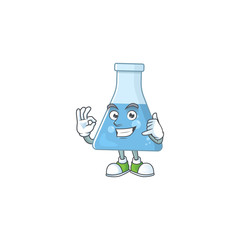 Blue chemical bottle mascot cartoon design make a call gesture