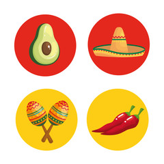 Mexican avocado hat maracas and chillis design, Mexico culture tourism landmark latin and party theme Vector illustration