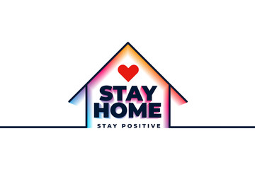 stay home quarantine poster with house and heart