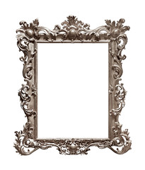 Silver frame for paintings, mirrors or photo isolated on white background