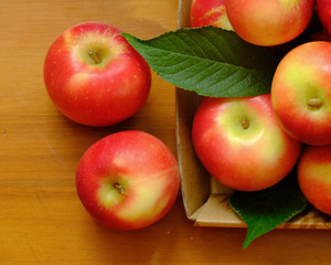 New Zealand apple on wooden background
