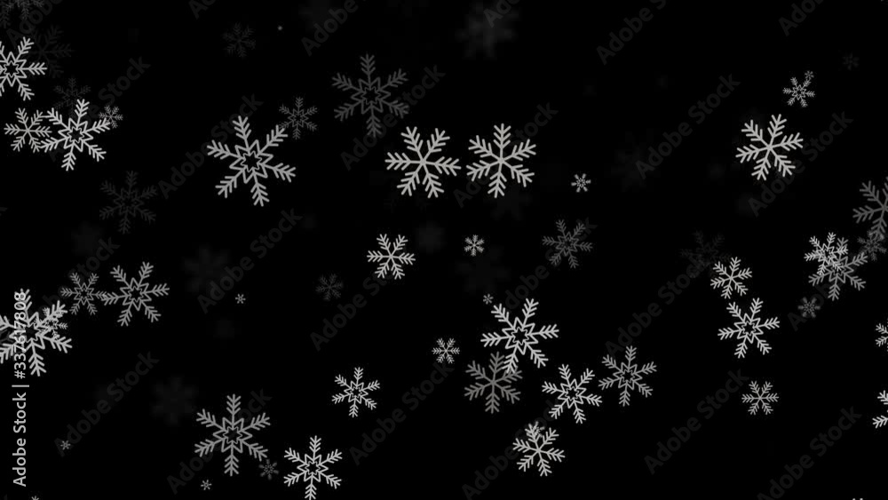 Aufkleber snow snowfall snowflake particles seamlessly loop black alpha green screen animation. snowflakes in 