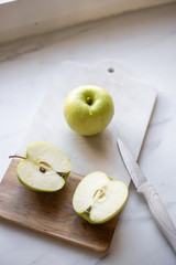 Green Apple on marble background