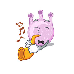 Talented musician of viridans streptococci cartoon design playing a trumpet