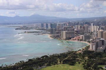 Honolulu Diamond head and Honolulu beach