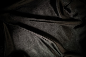 Shiny black satin fabric