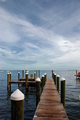 A wooden jetty on Blackwater Sound, Key Largo, Florida