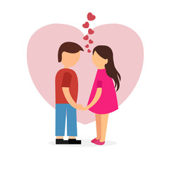 cute couple with heart vector illustration