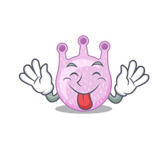 An amusing face viridans streptococci cartoon design with tongue out