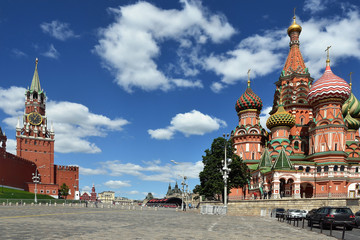 Red Square in Moscow, St. Basil's Cathedral and the Kremlin
