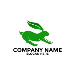 Green Rabbit Running logo template vector icon symbol illustration