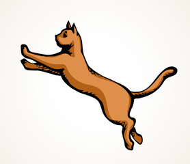 Jumping cat. Vector drawing icon