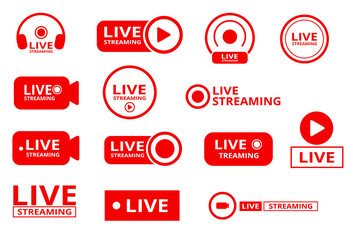 Master collection set of  vector live video streaming logo. live video broadcast logo. suitable for your design multimedia needs.