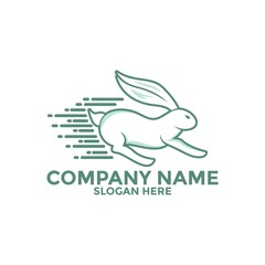 Rabbit Running Logo Icon , Rabbit logo vector template isolated on white background