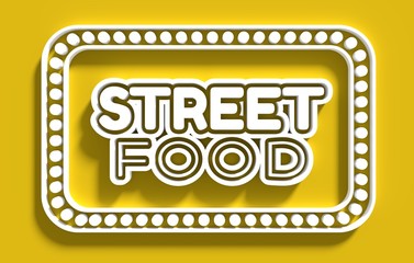Abstract street food billboard concept. 3D rendering.