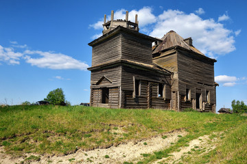 Ruined Afanasievskaya church in Gidaevo, on the Porysh river in Russia