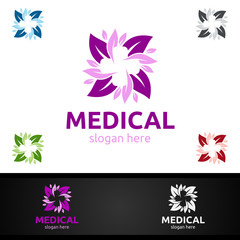Natural Cross Medical Hospital Logo for Emergency Clinic Drug store or Volunteers Concept