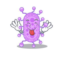 An amusing face mycobacterium cartoon design with tongue out