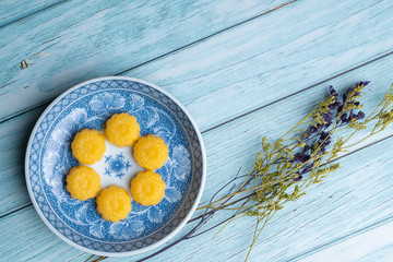 Traditional Thai Dessert , a famous auspicious Thai dessert made from flour, sugar, eggs, Coconut...