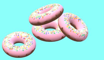 colorful donuts on blue background