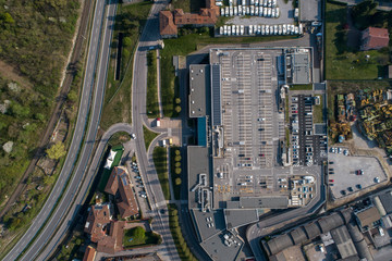 Fototapeta premium Parking lot seen from above - aerial view
