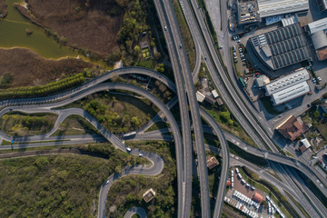 Naklejka premium Highway aerial view with drone