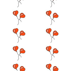 pattern multicolored balloon flying on a thread on a white background