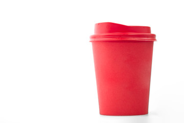 Red paper cup of coffee or tea
