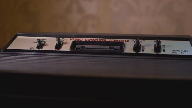 Close-Up Of Vintage Video Computer Console TV Game.